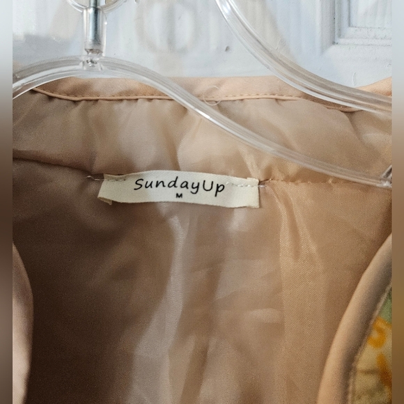 SundayUp Women Cropped Puffer Jacket Cardigan Floral Print Long Sleeve - Picture 3 of 8